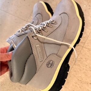 Timberland Light Gray Boots with Black Soles